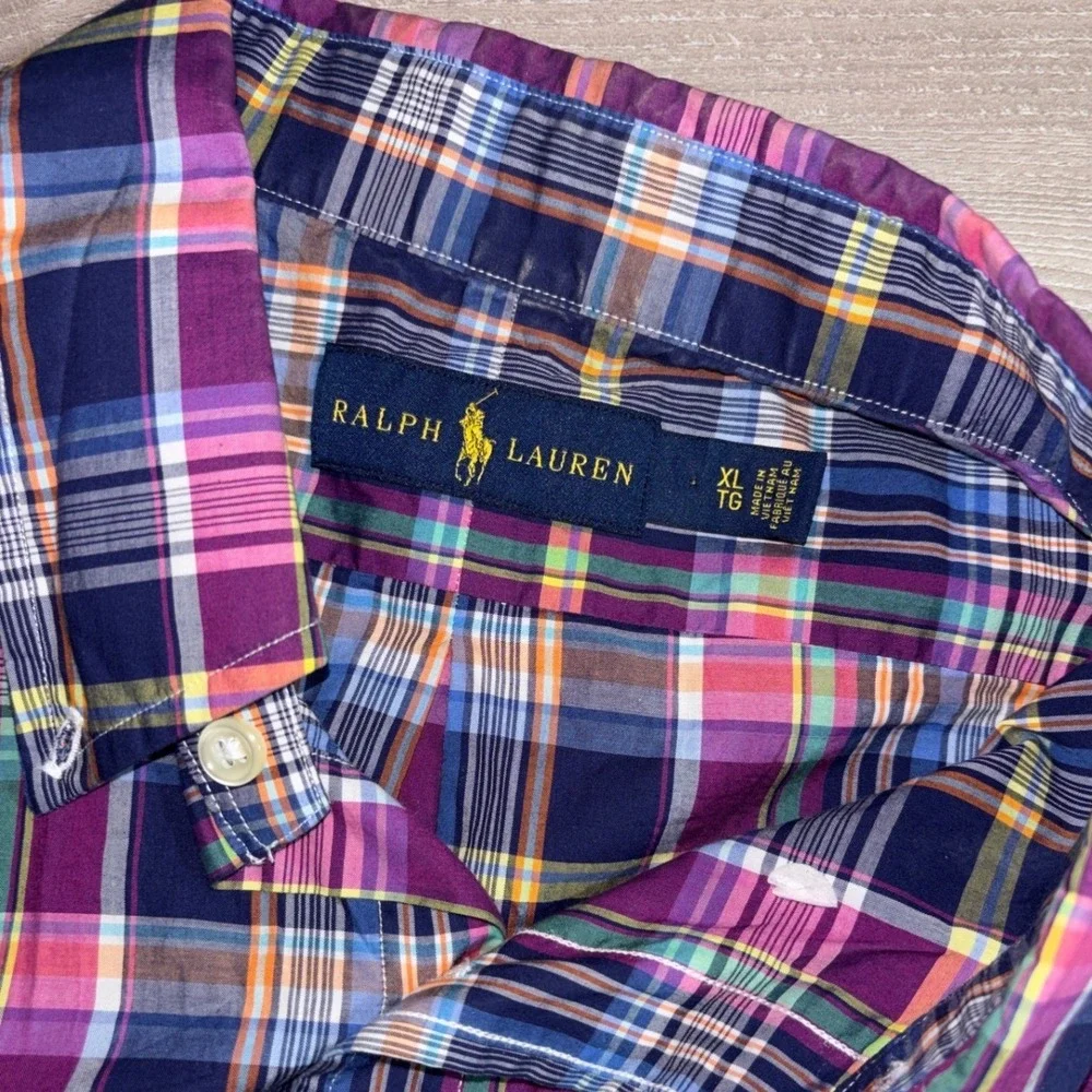 Polo Ralph Lauren Mens XL Plaid Button Down Shirt Cotton Pony Wedding Heritage‎